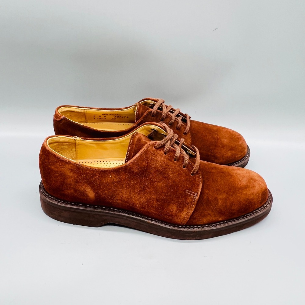 Cole Haan Derby Shoes Mens 7.5 Brown Suede Lace Up Made in USA Vintage Oxfords